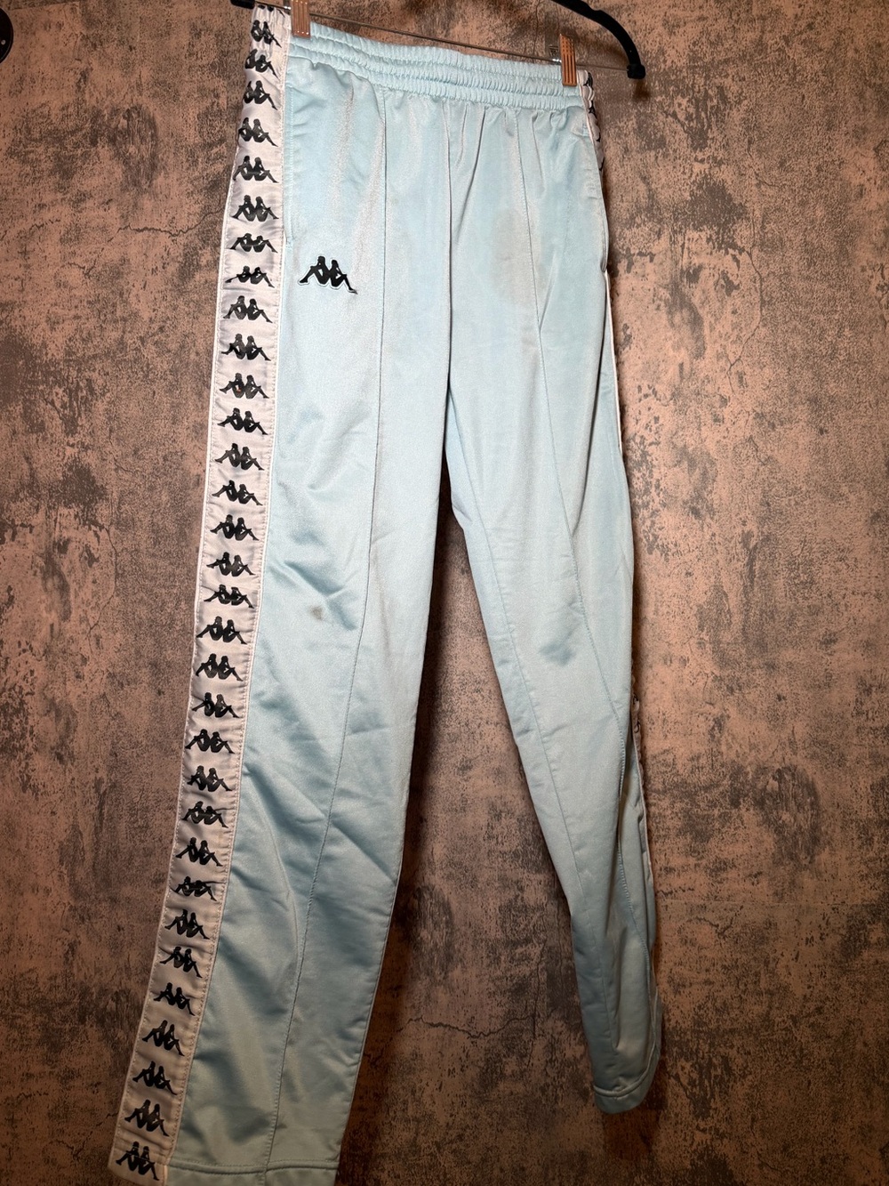 Kappa Kids Pale Blue Track Joggers with Black Logo Tape
